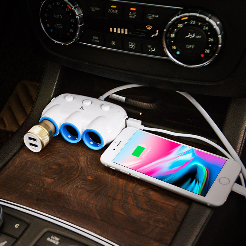 Hoco C1 Car Charger Dual USB Triple Cigarette Lighter Charging Adapter