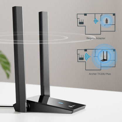 TP-LINK USB Archer Adapter, Wi-Fi 6, Dual Antennas, High Gain, TX20U-PLUS-AX1800