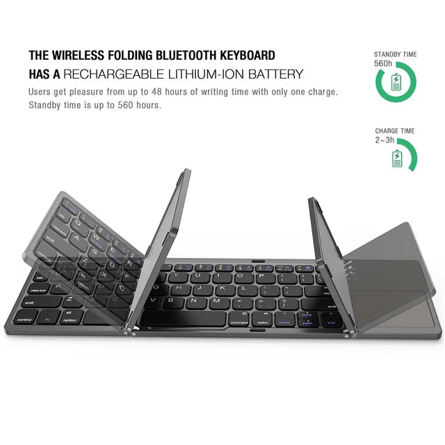 Foldable Bluetooth Keyboard With Touch Pad B033 (English Arabic)