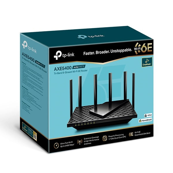 TP-LINK Wireless Router, Wi-Fi 6E, Tri-Band, AXE5400 - Black
