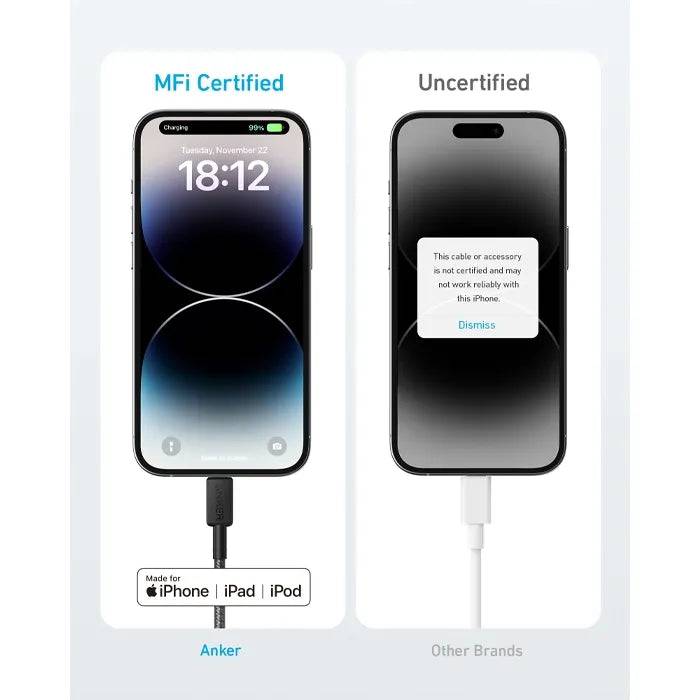 ANKER 322 USB-C TO LIGHTNING CABLE BRAIDED (1.8M/6FT) -BLACK - TQ STORE