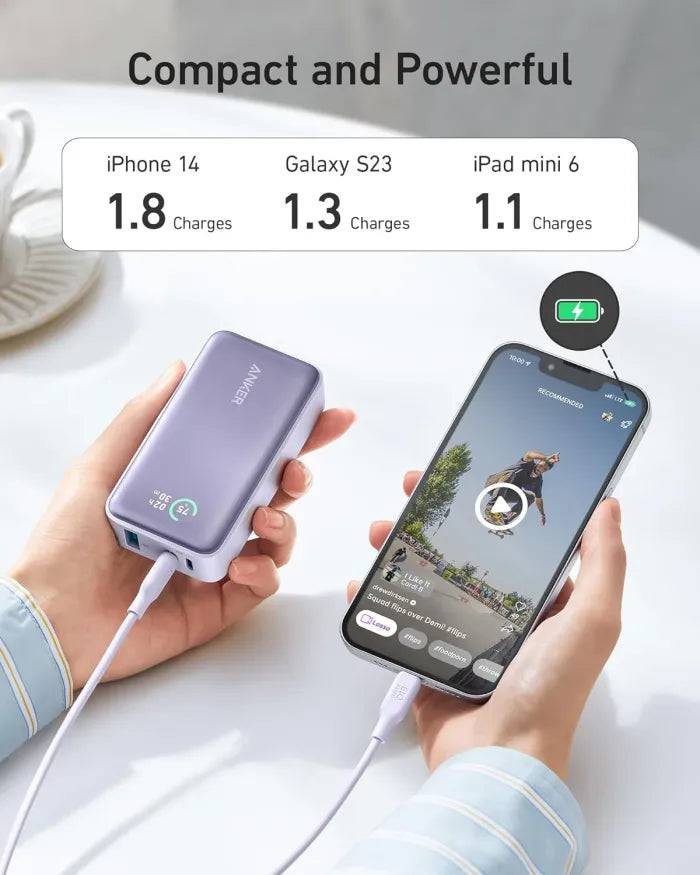 ANKER 533 POWER BANK 10000 MAH 30W + DISPLAY - VIOLET - TQ STORE