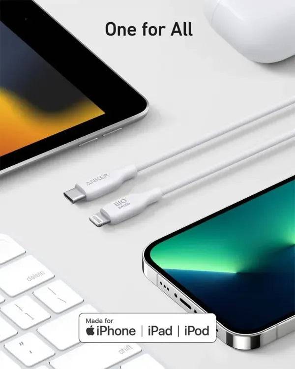 ANKER 542 USB-C TO LIGHTNING CABLE (BIO-BASED 3FT) - WHITE - TQ STORE