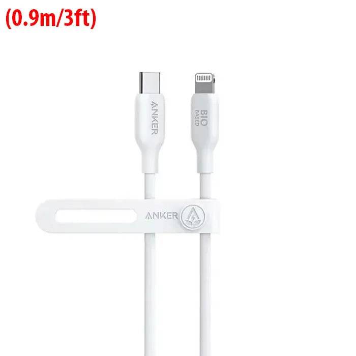 ANKER 542 USB-C TO LIGHTNING CABLE (BIO-BASED 3FT) - WHITE - TQ STORE