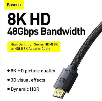 BASEUS HIGH DEFINITION SERIES HDMI 8K TO HDMI 8K ADAPTER CABLE 1 Meter