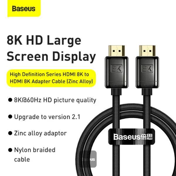 BASEUS HIGH DEFINITION SERIES HDMI 8K TO HDMI 8K ADAPTER CABLE 1 Meter