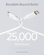 POWERLINE III FLOW USB-C TO USB-C 100W - (0.9M/3FT) - WHITE - TQ STORE