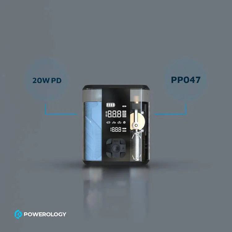 ضاغط هواء Powerology PPO47 8800mAh Jump Start، PD 20W، وقت شحن 2 ساعة، تيار الذروة 800 أمبير، تيار البدء 300 أمبير - شفاف - TQ STORE