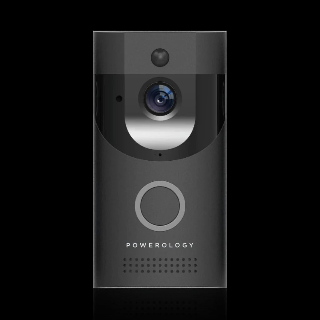 Powerology Smart Video Doorbell With Night Vision And Motion Sensor - Black