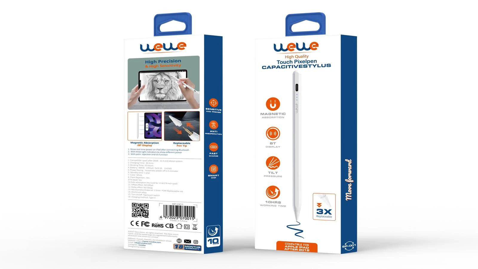 Wewe Active Pen for Apple iPad with 3 Replaceable Additional Tips - TQ STORE