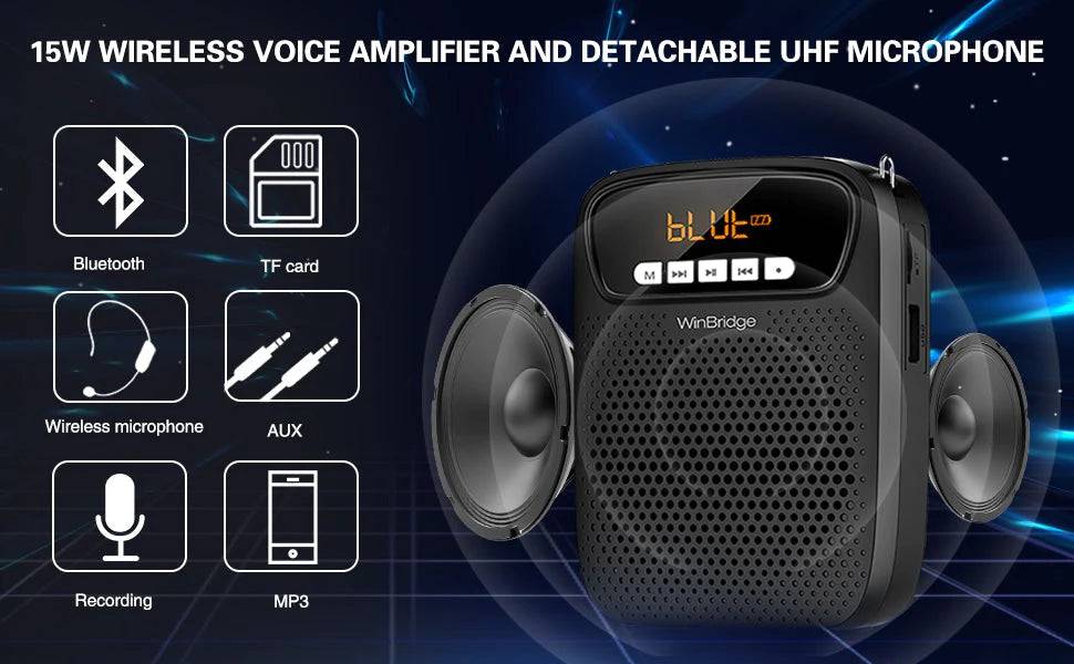 WINBRIDGE S278 PORTABLE
LOUDSPEAKER VOICE AMPLIFIER
WITH WIRELESS MICROPHONE