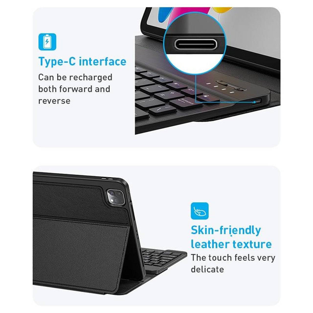 WiWU Skin Feel Magnetic Detachable Keyboard Tablet Case(Black) For iPad Pro 11 inch