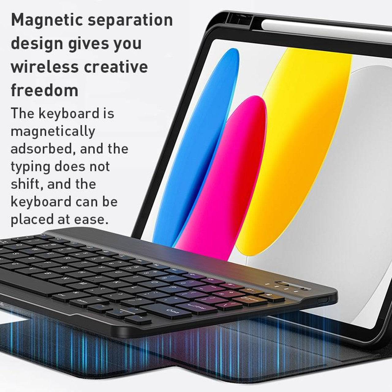 WiWU Skin Feel Magnetic Detachable Keyboard Tablet Case(Black) For iPad Pro 11 inch 2024 (Arabic English) - TQ STORE