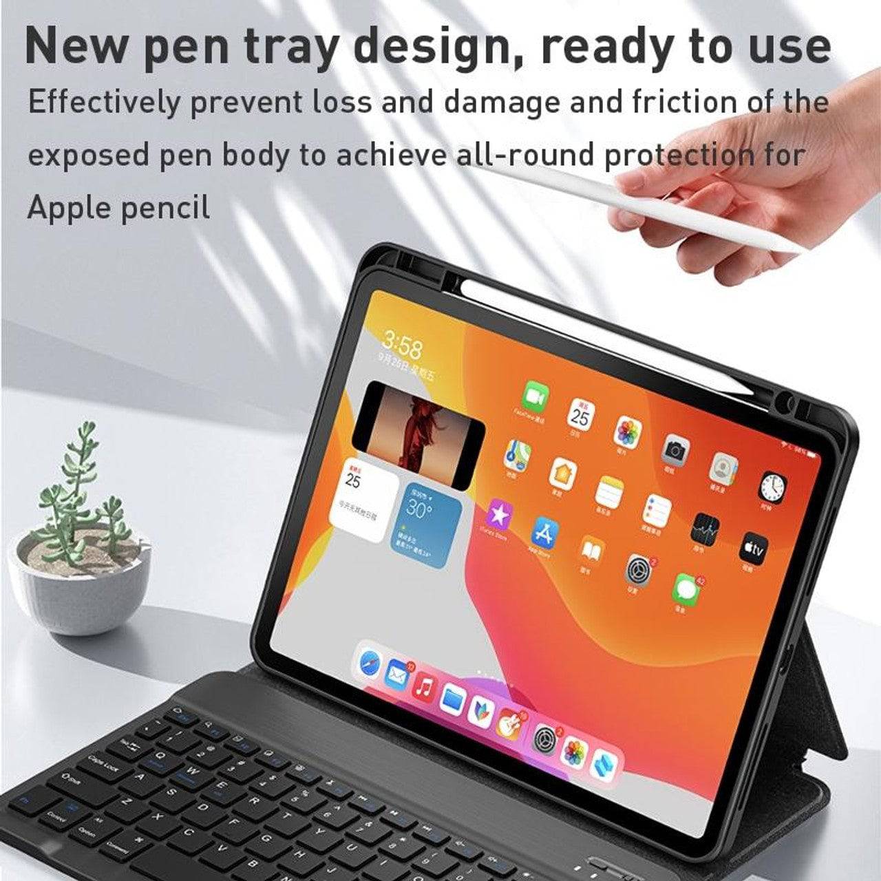 WiWU Skin Feel Magnetic Detachable Keyboard Tablet Case(Black) For iPad Pro 11 inch 2024 (Arabic English) - TQ STORE
