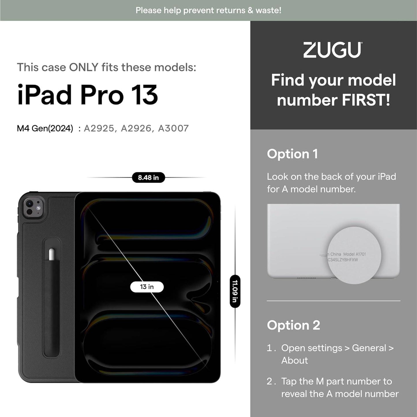 ZUGU iPad Pro 13 (2024) Case - Black