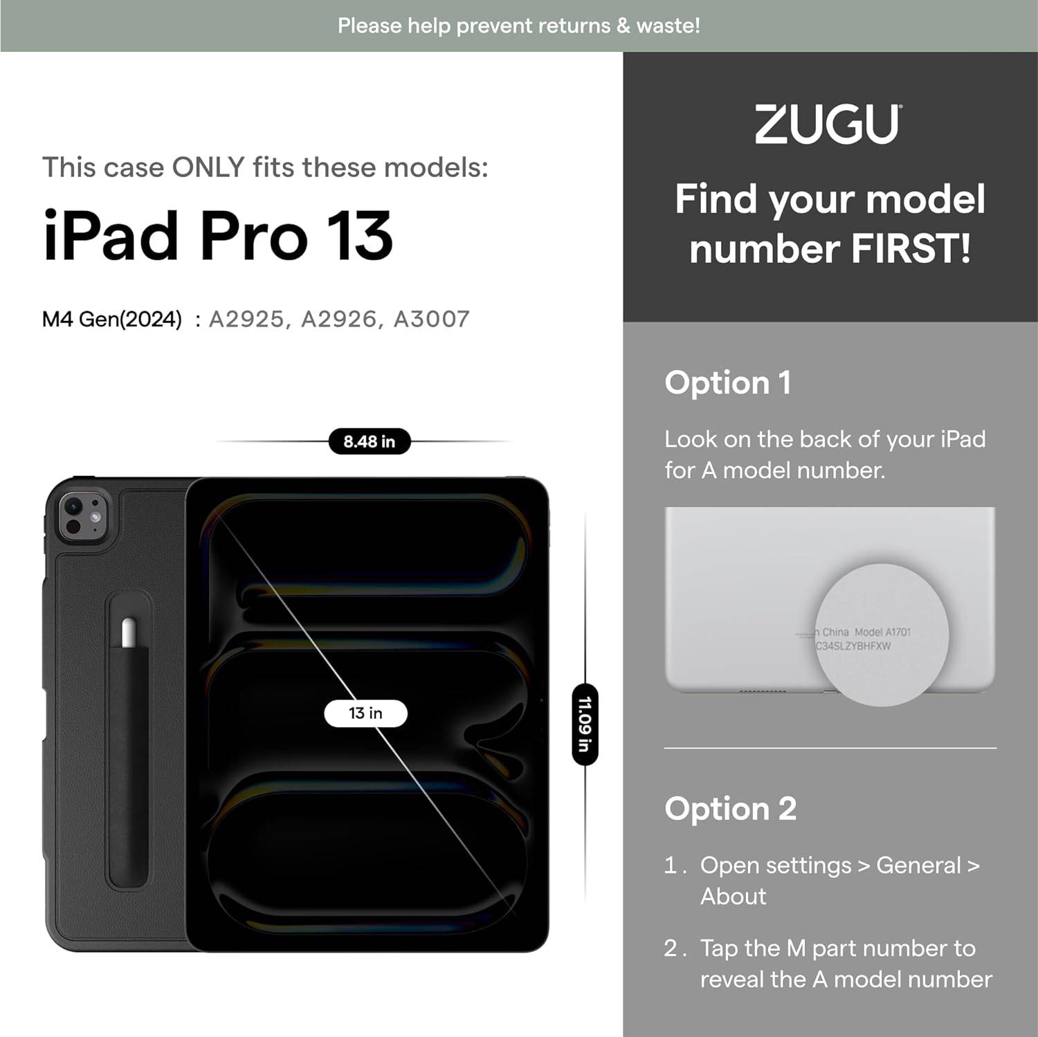 ZUGU iPad Pro 13 (2024) Case - Black - TQ STORE
