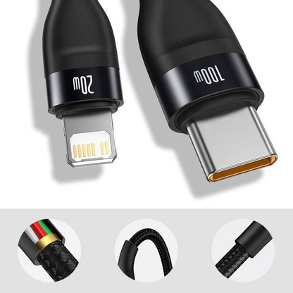 BASEUS 100W FAST CHARGING 2 IN 1 TYPE C TO LIGHTNING + TYPE C
