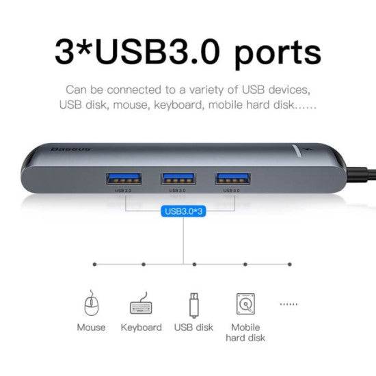 BASEUS 6 IN 1 SMART TYPE C HUB