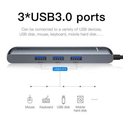 BASEUS 6 IN 1 SMART TYPE C HUB