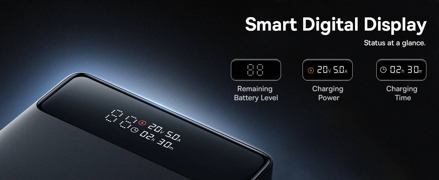 Baseus Blade Power Digital Display HD Edition 100W PD 20000 mAh Power Bank - TQ STORE