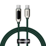 BASEUS DISPLAY FAST CHARGING DATA CABLE 100W 1M GREEN - TQ STORE