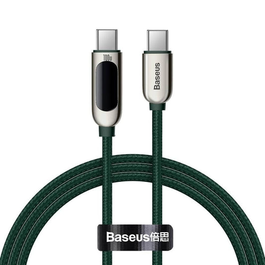 BASEUS DISPLAY FAST CHARGING DATA CABLE 100W 1M GREEN