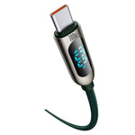 BASEUS DISPLAY FAST CHARGING DATA CABLE 100W 1M GREEN - TQ STORE
