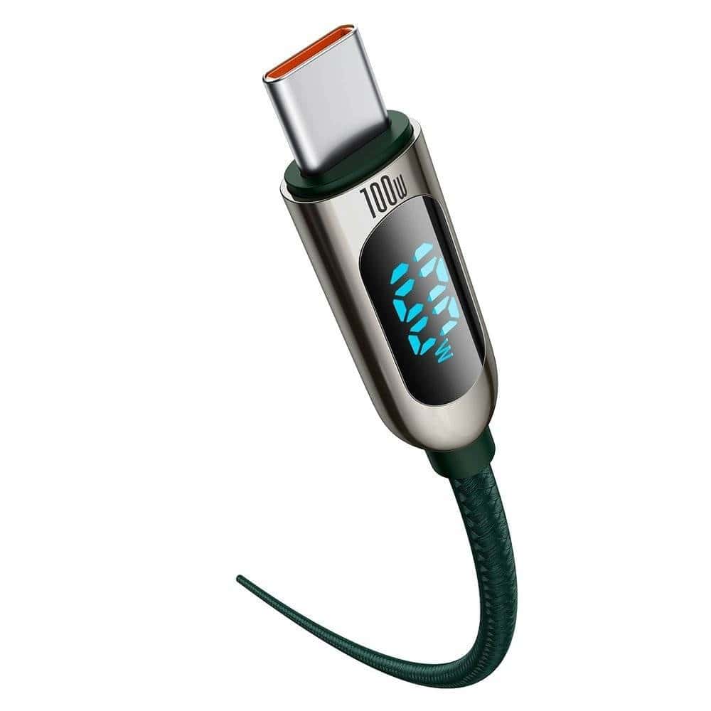 BASEUS DISPLAY FAST CHARGING DATA CABLE 100W 1M GREEN - TQ STORE