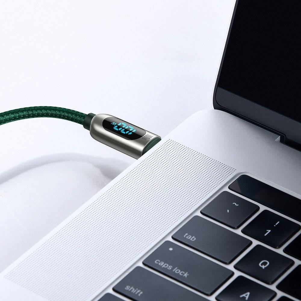 BASEUS DISPLAY FAST CHARGING DATA CABLE 100W 1M GREEN - TQ STORE