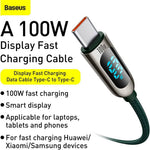 BASEUS DISPLAY FAST CHARGING DATA CABLE 100W 1M GREEN - TQ STORE