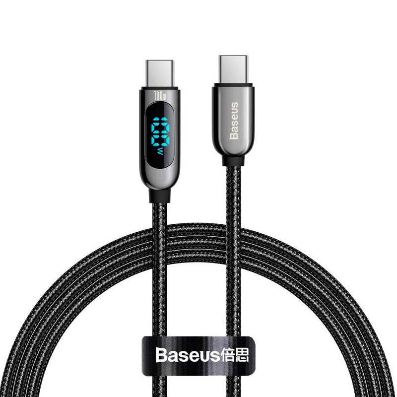 BASEUS DISPLAY FAST CHARGING TYPE C TO TYPE C DATA CABLE 100W 1MTR - TQ STORE