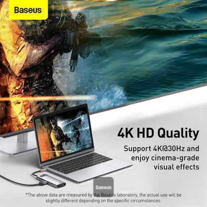 BASEUS METAL GLEAM SERIES 8-IN-1 MULTIFUNCTIONAL TYPE-C HUB DOCKING STATION GRAY