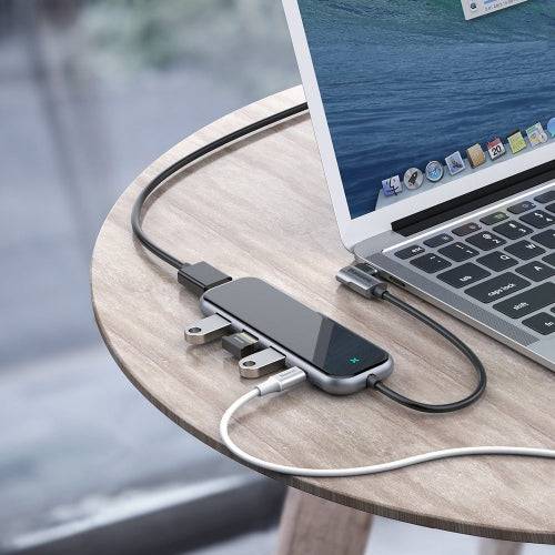 BASEUS MULTI-FUNCTIONAL HUB (TYPE-C TO 3XUSB3.0+HD4K+PD) DEEP GREY