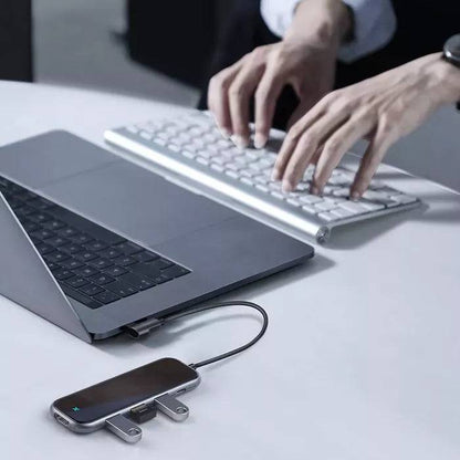 BASEUS MULTI-FUNCTIONAL HUB (TYPE-C TO 3XUSB3.0+HD4K+PD) DEEP GREY