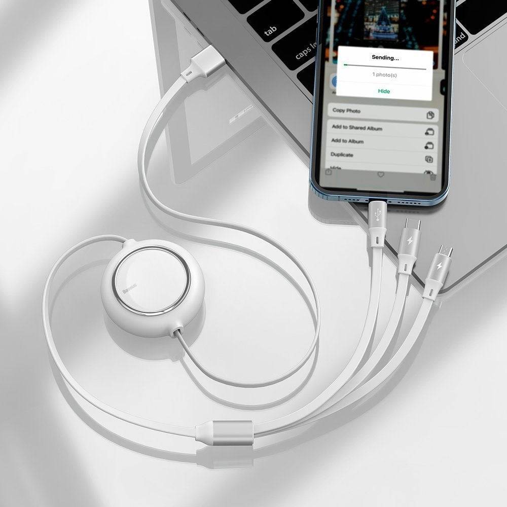 BASEUS RETRACTABLE3 IN CABLE USB TO M/L/C 1.2M - TQ STORE