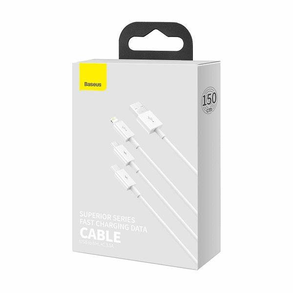 BASEUS SUPERIOR SERIES 3 IN 1 CABLE M/C/L - TQ STORE