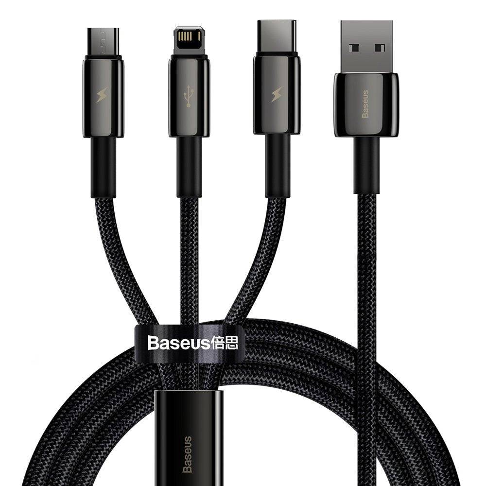 BASEUS TUNGSTEN GOLD 3 IN 1 CABLE USB TO M/L/C 3.5A 1.5M - TQ STORE