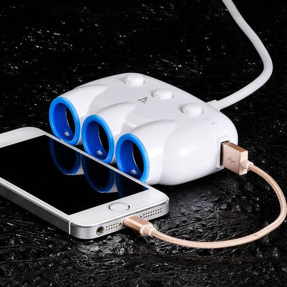 Hoco C1 Car Charger Dual USB Triple Cigarette Lighter Charging Adapter