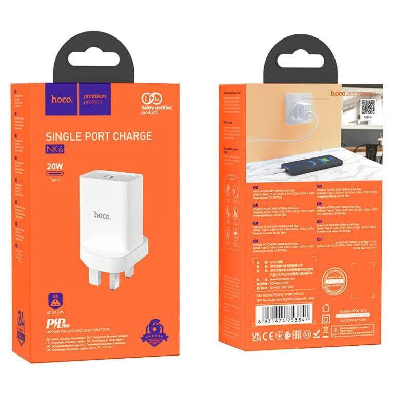 Hoco NK6 Wall Charger Type-C PD 20W output - TQ STORE