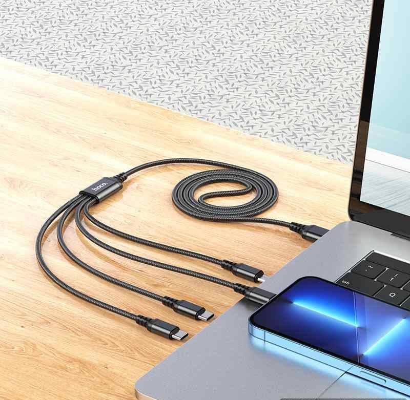 Hoco X76 4in1 Cable 2Iphone 1Type-C 1Micro - TQ STORE