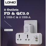 LDNIO SC2311 20W 3-Port USB Charger Extension Power Strip - TQ STORE