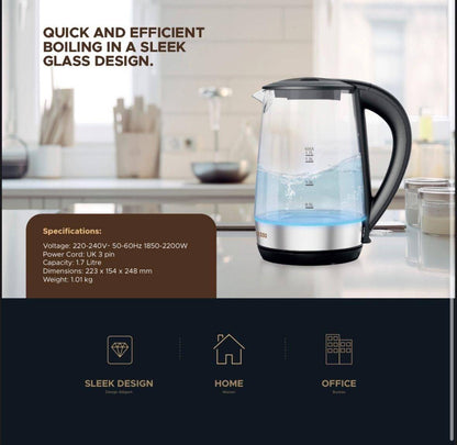 LePresso 360 Transparent Quick-Boil Glass Kettle