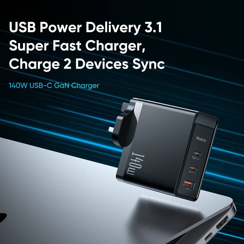 Mcdodo 140W GaN 5 Pro Dual Type-C + USB Fast Charger – Ch-2901 - TQ STORE