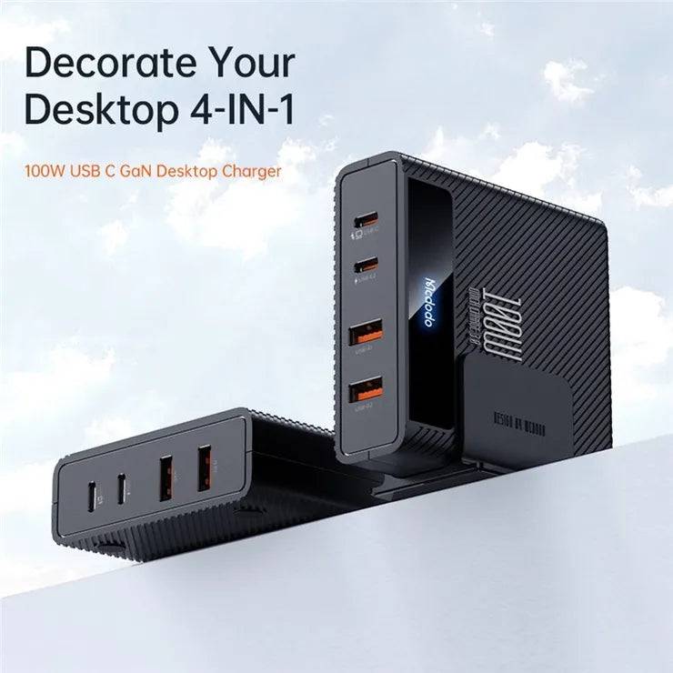 MCDODO CH-180 MDD Type-C PD 100W Fast Charger Station 4-in-1 Desktop GaN Phone Charger - UK Plug