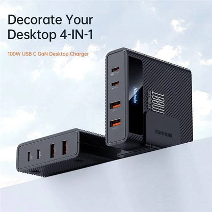 MCDODO CH-180 MDD Type-C PD 100W Fast Charger Station 4-in-1 Desktop GaN Phone Charger - UK Plug