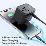 MCDODO CP-4290 PD 33W Travel Charger Adapter with 2 USB-A, Type-C, 2-in-1 Universal Wall Charger + Socket (Black) - TQ STORE