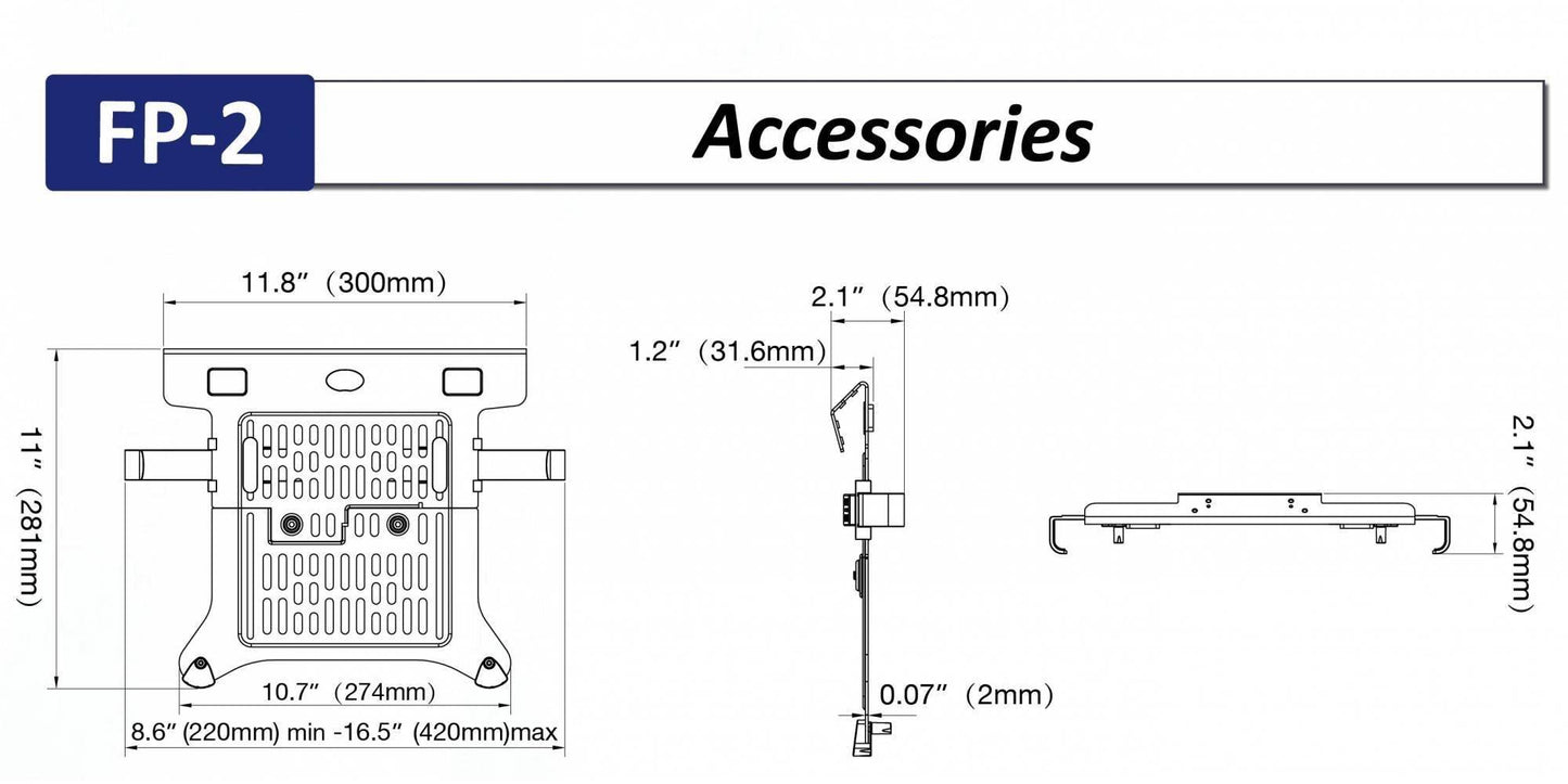 NB FP-2 VESA LAPTOP 10″ – 17″ Mount Holder, Tray, Stand, Clamp