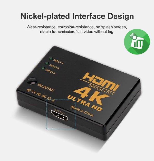 Onten 7593 3 in 1 Out HDMI 4K Splitter Converter - TQ STORE