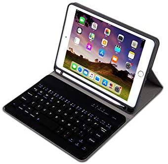 PU Leather Smart Cover with Magnetically Detachable Bluetooth Keyboard with Pencil Holder for Apple Ipad 6th Generation 9.7 inch / غطاء ذكي من جلد البولي يوريثان مع لوحة مفاتيح بلوتوث قابلة للفصل مغناطيسيا مع حامل قلم رصاص لباد أبل