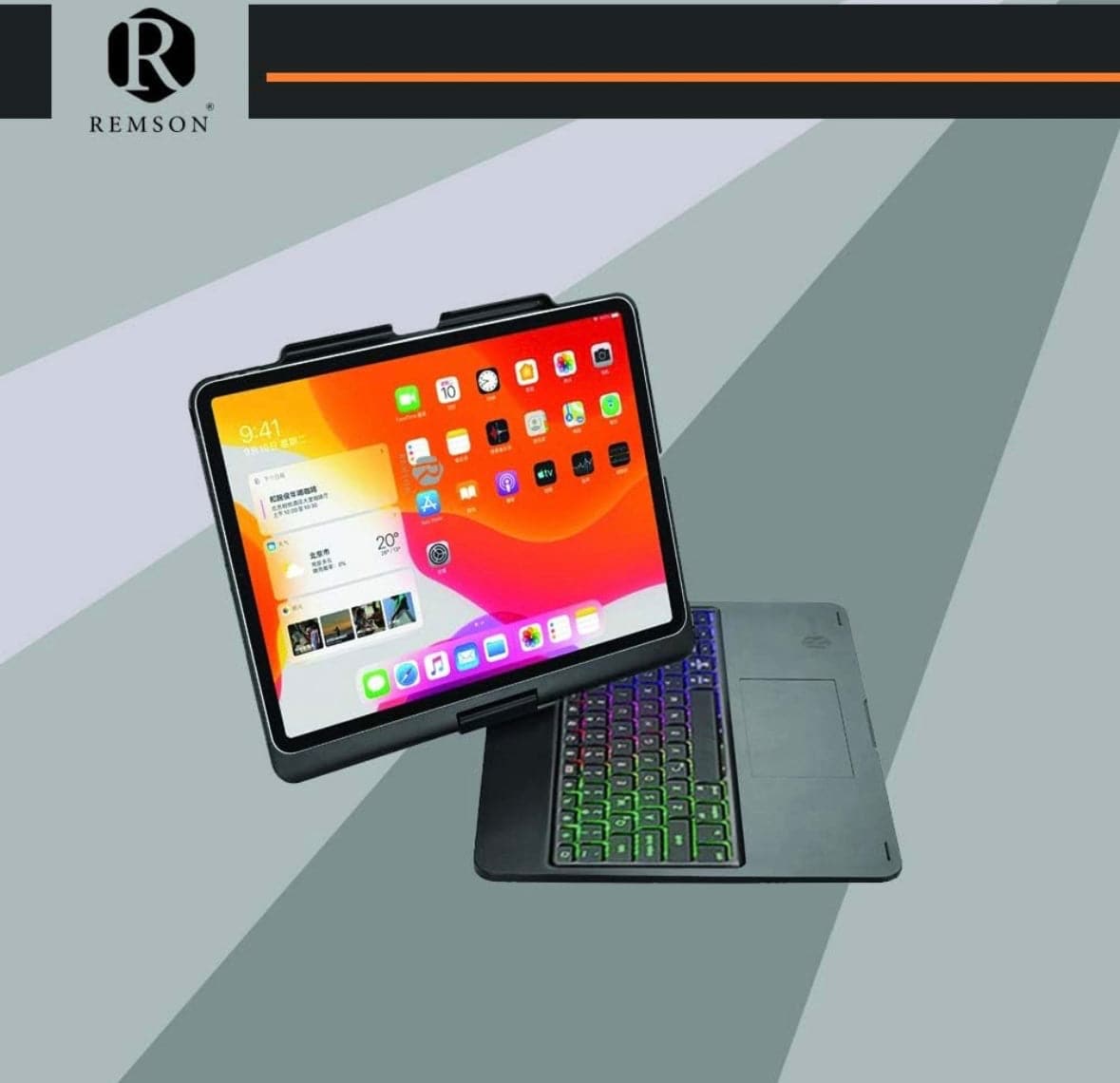 Remson 7 Color Backlit Wireless Bluetooth ipad pro 12.9 keyboard case